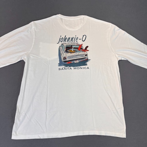 Johnnie O Surf Galaxy Mens Lg (XL) T-Shirt Long Sleeve Crew Modal White Cotton - Picture 1 of 6